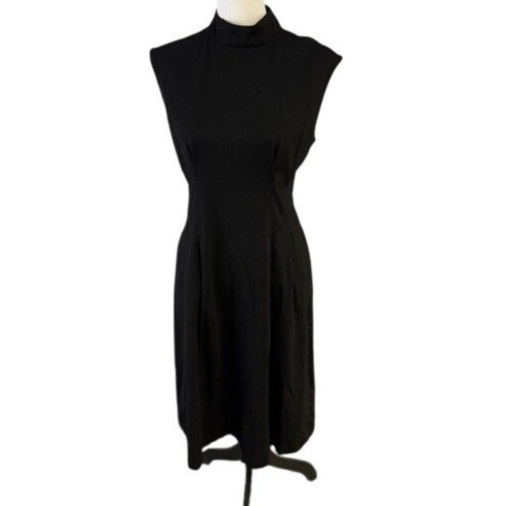 NWT Banana Republic Midi Dress Women S Petite Black Mock Neck Sleeveless Dress